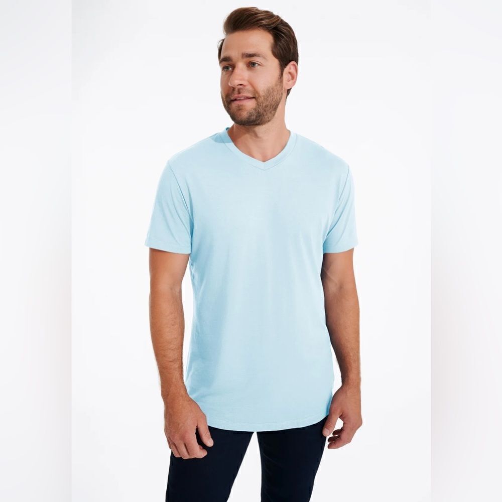NEW Swet Tailor Mens Light Blue Softest V Neck T Shirt